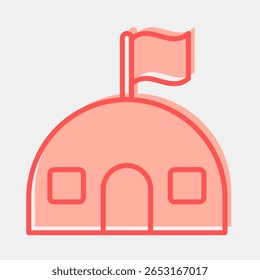 Icon barracks. Military and war elements. Icon in two tone style.