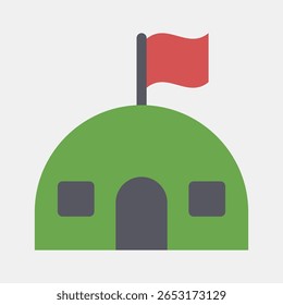 Icon barracks. Military and war elements. Icon in flat style.