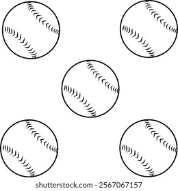 icon baseball balls design, with various design shapes, with a hand drawn black outline style