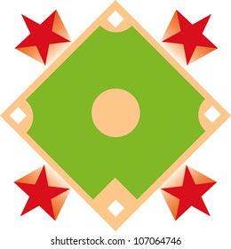 Symbol eines Baseballdiamanten mit vier Sternen