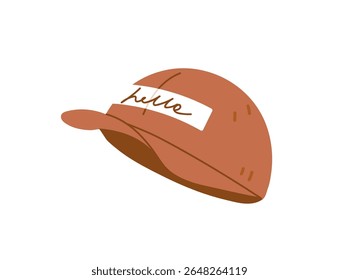 Ícone de chapéu de beisebol. Boné castanho para proteção do sol. Chapéus de moda, chapéus elegantes, chapéus de praia. Acessório de verão, roupas de cabeça. Ilustração de vetor isolado plano sobre fundo branco