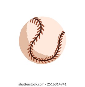 Icon of baseball. Leather ball with round shape to play traditional American game. Sports equipment for softball match. Athletic inventory. Flat isolated vector illustration on white background