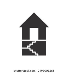 icon of basement private house, ground floor, black stairs, flat vector illustration