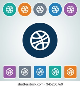 Icon of Basket Ball in Multi Color Circle & Square Shape. Eps-10.