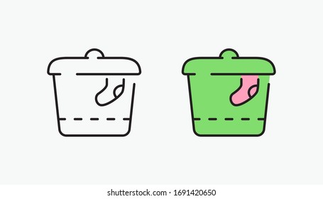 Icon basket for dirty Laundry. Vector illustration in flat style.