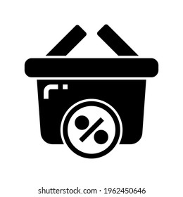 Icon Basket Discount With Style Glyph