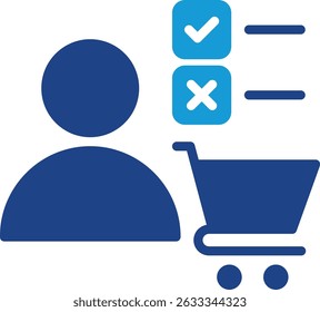 El icono con una cesta indica las necesidades de los consumidores de bienes que deben comprarse o no al comprar para gestionar las finanzas.