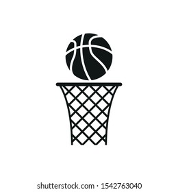 The icon of basketball. Ball and basketball net. Simple vector illustration.