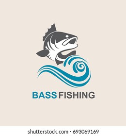 icon of bass fish with waves