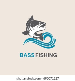 icon of bass fish with waves