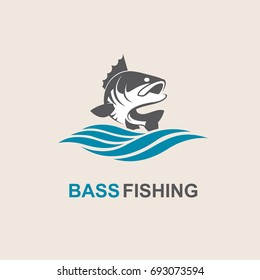 icon of bass fish with waves