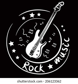 icon with a bass guitar. vector illustration