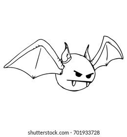 Icon of the bat. A cartoon bat with fangs. Vector illustration.