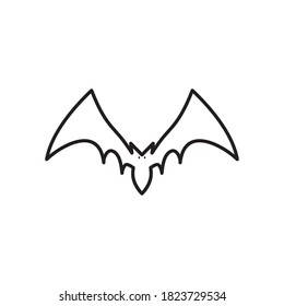 icon of bat flying over white background, line style, vector illustration