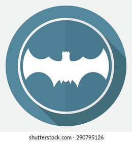 Icon Bat white circle with a long shadow