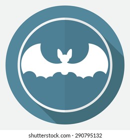 Icon Bat white circle with a long shadow