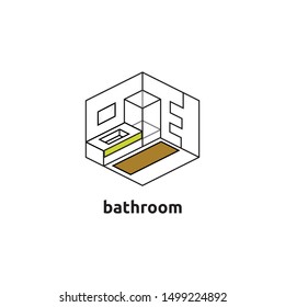 Icon bath in isometric view. Minimalistic icon with a minimum number of colors and lines