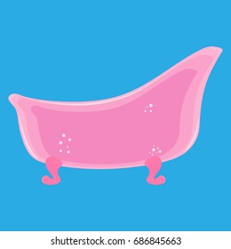 Icon of the bath. The pink bath. Vector illustration.