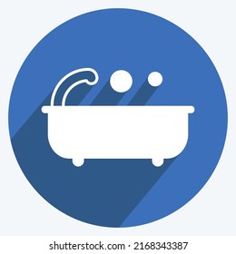 Icon Bath. suitable for Home symbol. long shadow style. simple design editable. design template vector. simple symbol illustration