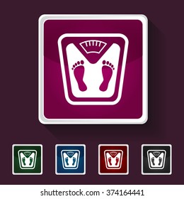 Icon of Bathroom Scale on Multicolored Squares. Eps-10.