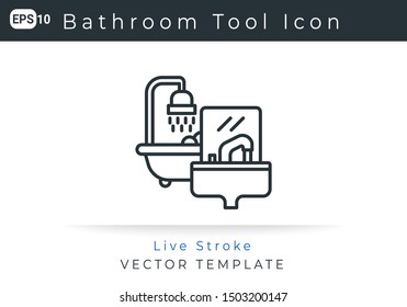 Icon Bathroom For Website, Infographic Element. Vector Illustration