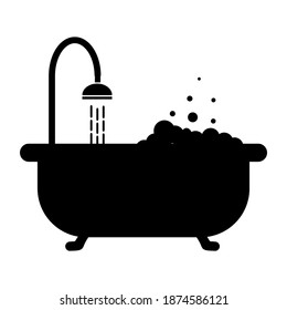 Icon bathtub. Bath with foam bubbles .