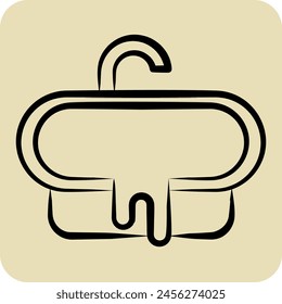 Icon Bathub. related to Hotel Service symbol. hand drawn style. simple design illustration