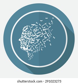 Icon Bats on white circle with a long shadow