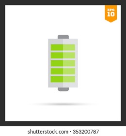 Icon of battery with charge indication