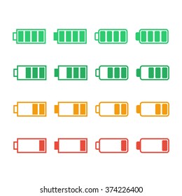 Icon battery with a charge level colored