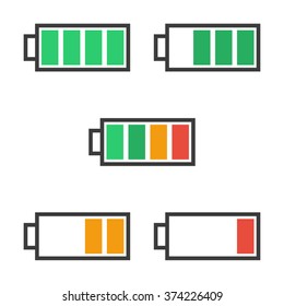 Icon battery with a charge level colored