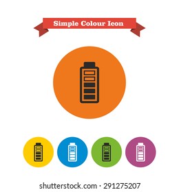 Icon of battery with charge level indication