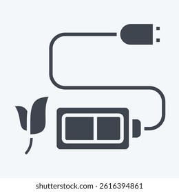Icon Battery Charger. related to Save the World symbol. glyph style. editable