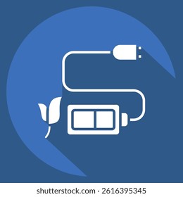 Icon Battery Charger. related to Save the World symbol. long shadow style. editable