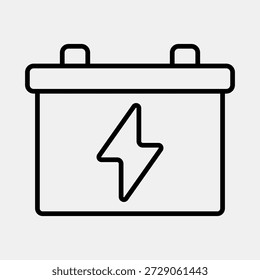 Icon battery. Electric vehicle elements. Icon in line style.
