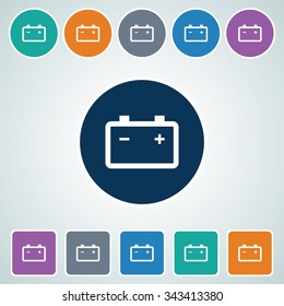 Icon of Battery in Multi Color Circle & Square Shape. Eps-10.