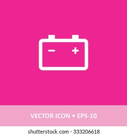 Icon of Battery on Magenta Color Background. Eps-10.