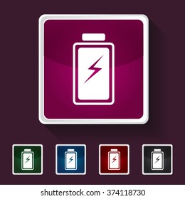 Icon of Battery on Multicolored Squares. Eps-10.