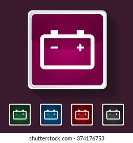 Icon of Battery on Multicolored Squares. Eps-10.