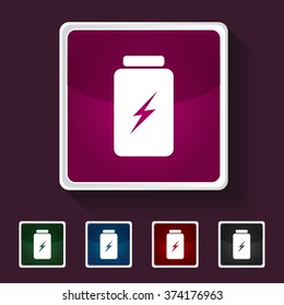 Icon of Battery on Multicolored Squares. Eps-10.