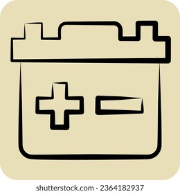 Icon Battery. related to Car ,Automotive symbol. hand drawn style. simple design editable. simple illustration