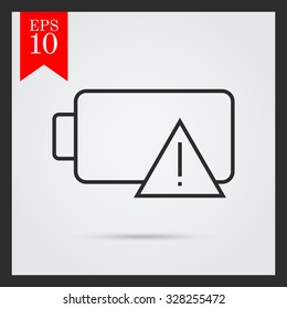 Icon of battery with warning sign
