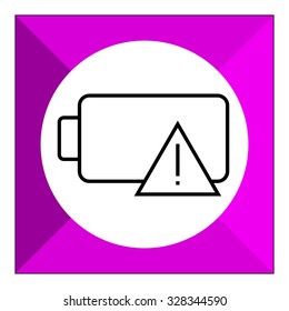 Icon of battery with warning sign
