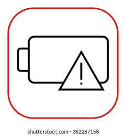 Icon of battery with warning sign