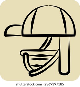 Icon Batting Helmet. related to Baseball symbol. hand drawn style. simple design editable. simple illustration