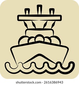 Icon Battleship. related to Vehicle symbol. hand drawn style. editable