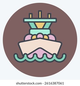 Icon Battleship. related to Vehicle symbol. color mate style. editable