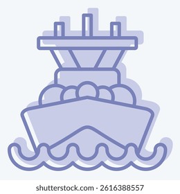 Icon Battleship. related to Vehicle symbol. two tone style. editable
