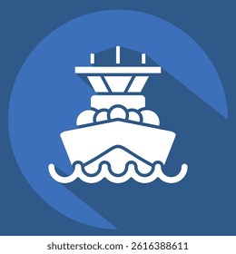 Icon Battleship. related to Vehicle symbol. long shadow style. editable