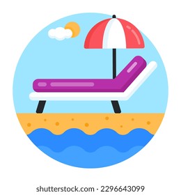An icon of beach bed in modern flat style